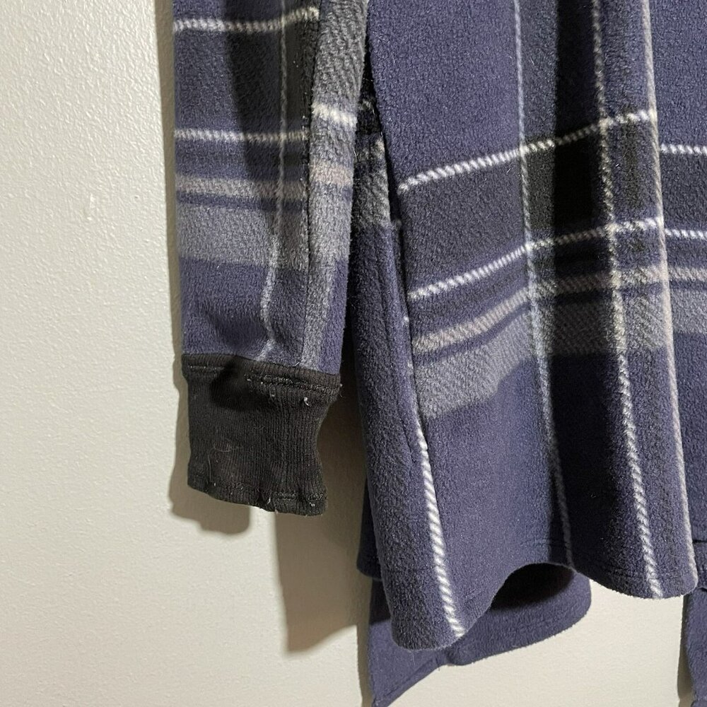 Dkny Duster Jacket Kimono Cardigan Tunic Fleece Women Size S Plaid Open Comfy - Picture 8 of 10